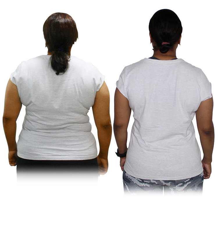 Fitness transformation women back side